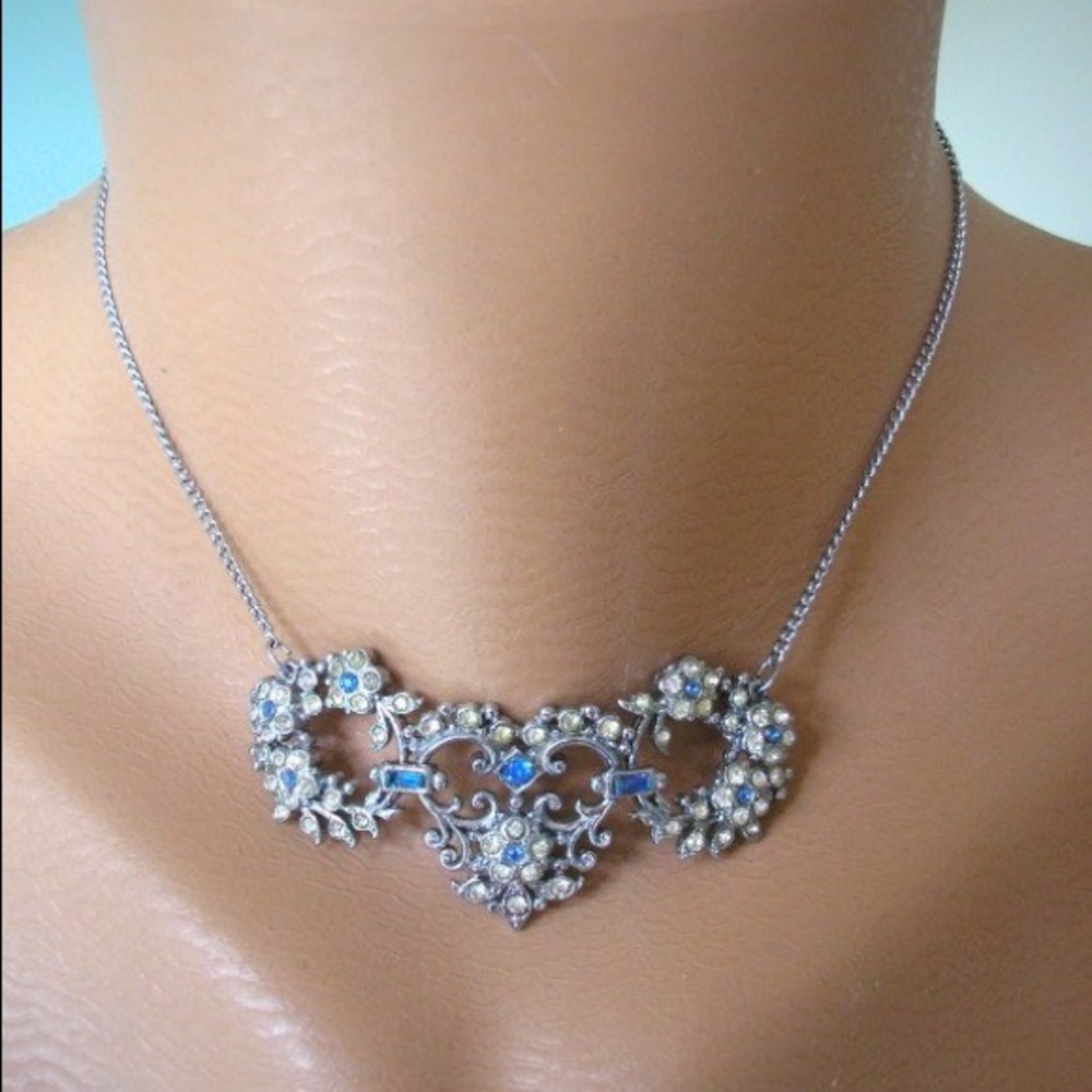 SOLD Blue Rhinestone 1950s Necklace